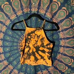 High-Neck Bleach-Dye Cropped Tank